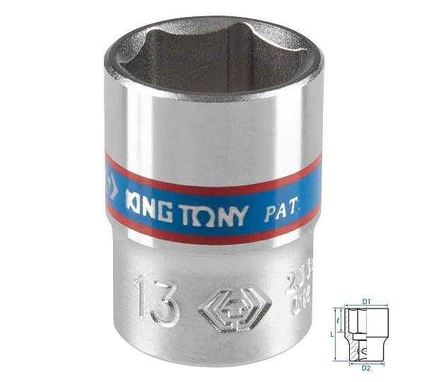 Головка торцевая стандартная шестигранная KING TONY