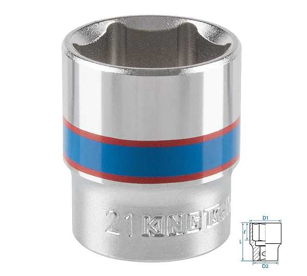 Головка торцевая стандартная шестигранная KING TONY DIN 3124