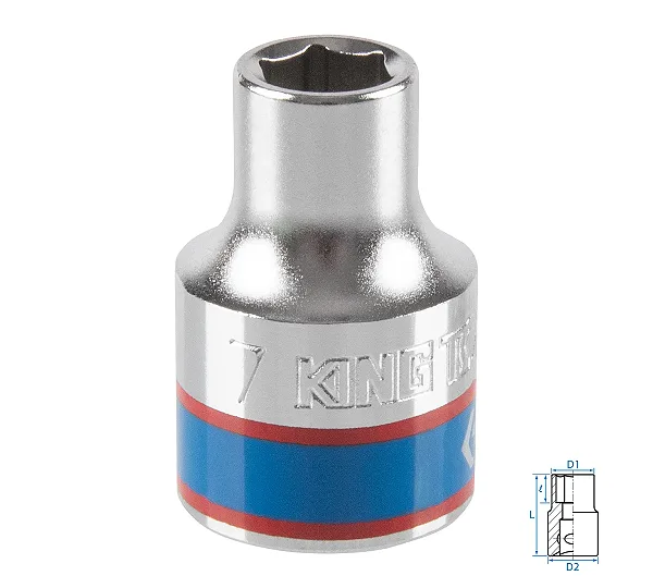 Головка торцевая стандартная шестигранная KING TONY DIN 3124