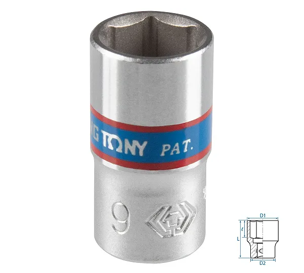 Головка торцевая стандартная шестигранная KING TONY