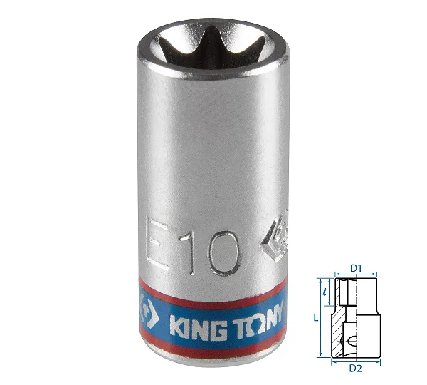 Головка торцевая TORX Е-стандарт 1/4", E10, L = 24 мм KING TONY 237510M