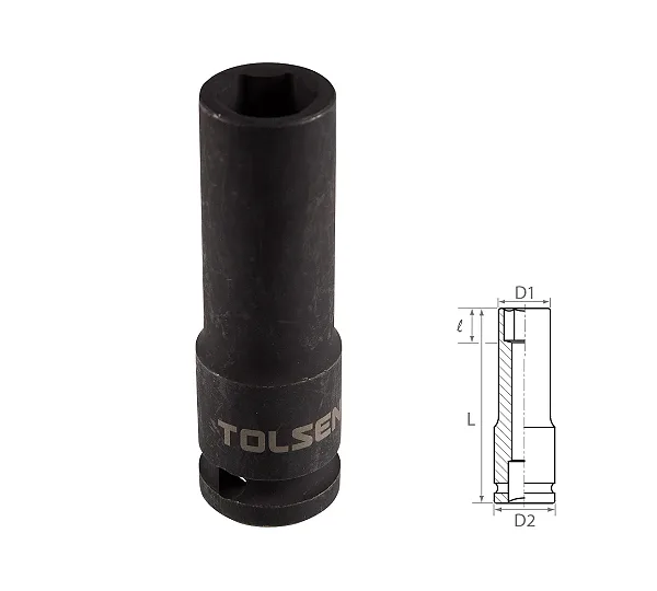 Головка торцевая ударная глубокая шестигранная 1/2", 15 мм TOLSEN TT18265