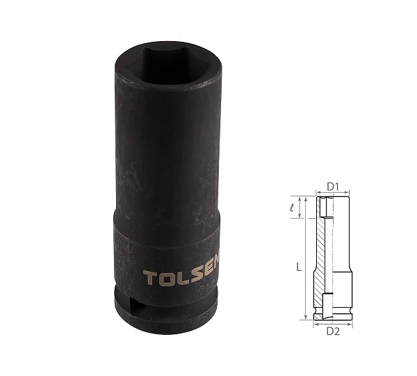 Головка торцевая ударная глубокая шестигранная 1/2", 19 мм TOLSEN TT18269