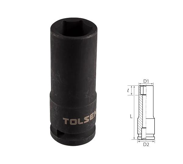 Головка торцевая ударная глубокая шестигранная 1/2", 18 мм TOLSEN TT18268