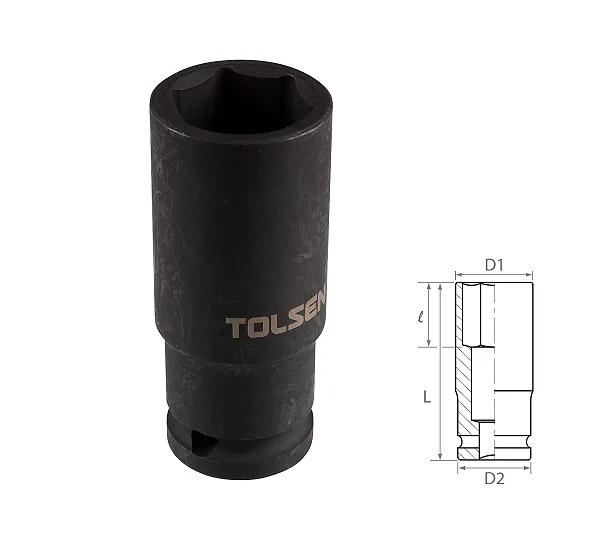 Головка торцевая ударная глубокая шестигранная 1/2", 21 мм TOLSEN TT18271