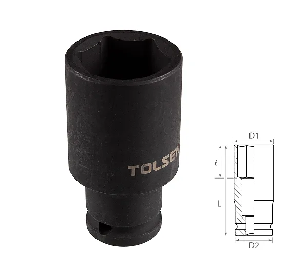 Головка торцевая ударная глубокая шестигранная 1/2", 27 мм TOLSEN TT18277
