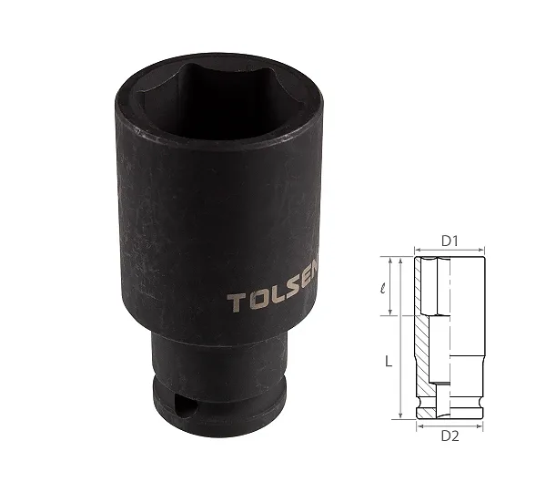 Головка торцевая ударная глубокая шестигранная 1/2", 27 мм TOLSEN TT18277