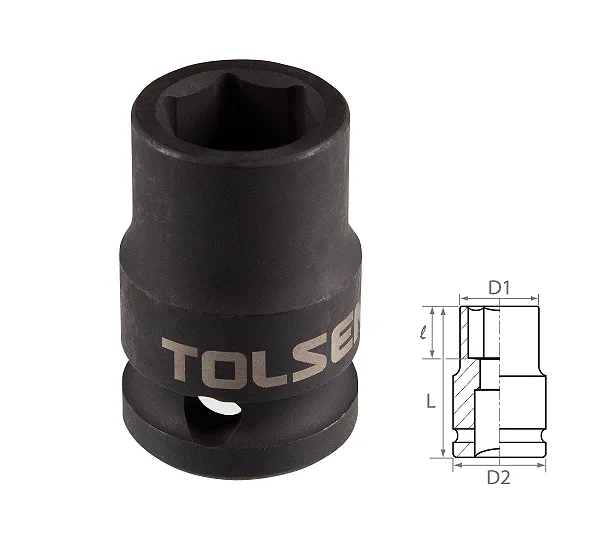 Головка торцевая ударная шестигранная 1/2", 16 мм TOLSEN TT18216