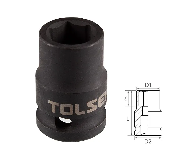 Головка торцевая ударная шестигранная 1/2", 16 мм TOLSEN TT18216