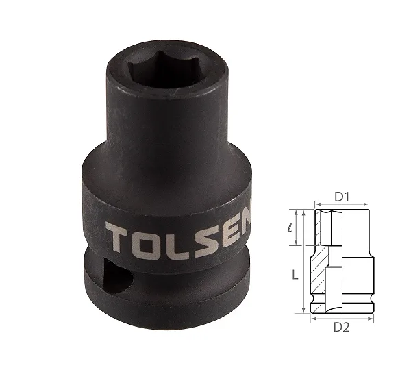 Головка торцевая ударная шестигранная 1/2", 8 мм TOLSEN TT18208