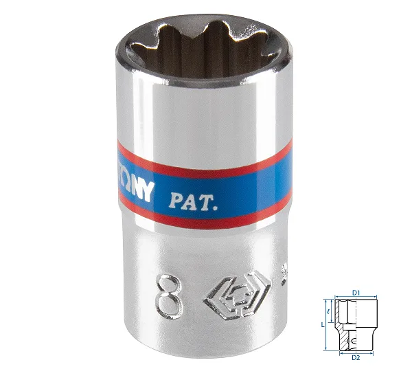 Головка торцевая восьмигранная KING TONY DIN 3120