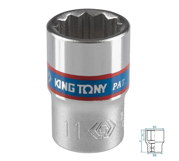 KING TONY Головка торцевая стандартная двенадцатигранная 1/4", 11 мм  233011M