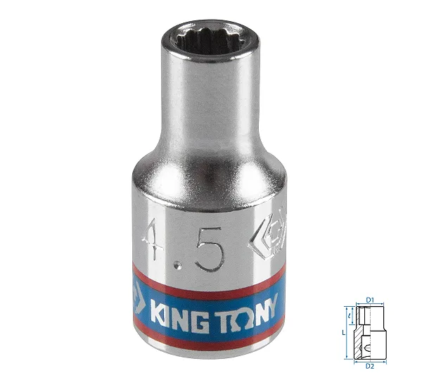 KING TONY Головка торцевая стандартная двенадцатигранная 1/4", 4,5 мм  233045M