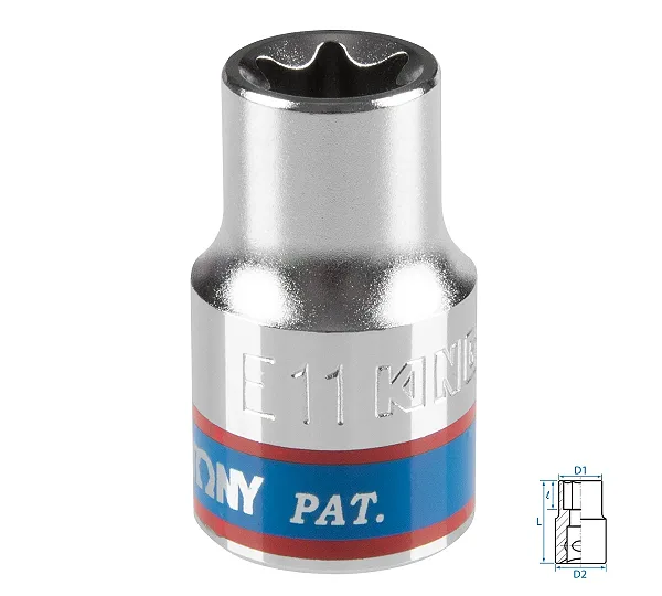 KING TONY Головка торцевая TORX Е-стандарт 3/8", Е11, L = 28 мм 337511M