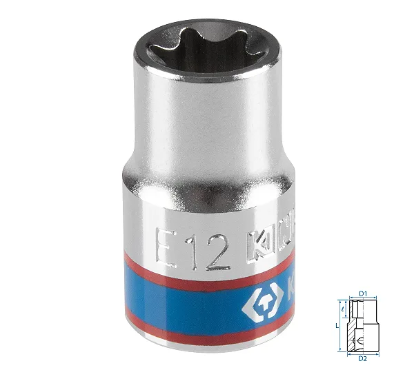 KING TONY Головка торцевая TORX Е-стандарт 3/8", Е12, L = 28 мм  337512M