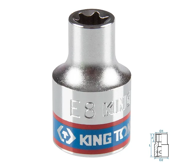 KING TONY Головка торцевая TORX Е-стандарт 3/8", Е8, L = 28 мм  337508M