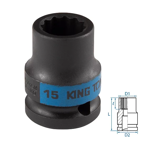 KING TONY Головка торцевая ударная двенадцатигранная 1/2", 15 мм  453015M
