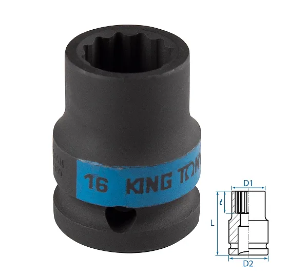 KING TONY Головка торцевая ударная двенадцатигранная 1/2", 16 мм  453016M
