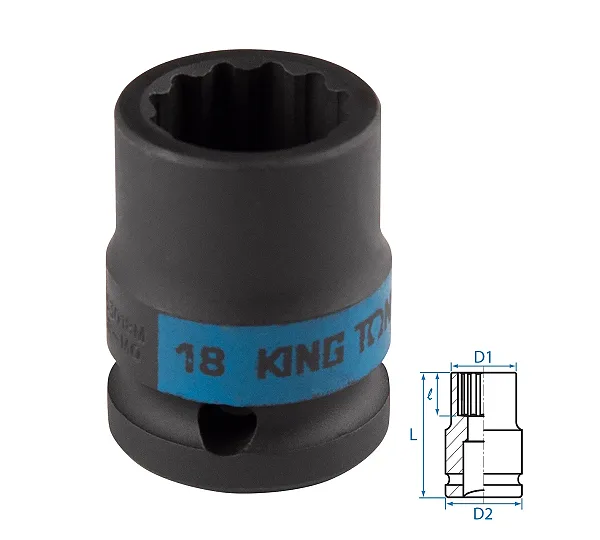 KING TONY Головка торцевая ударная двенадцатигранная 1/2", 18 мм  453018M