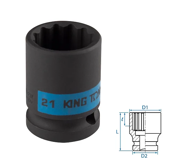 KING TONY Головка торцевая ударная двенадцатигранная 1/2", 21 мм  453021M