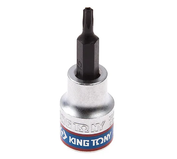 KING TONY Насадка (бита) торцевая 3/8", TORX, T15, L = 50 мм, с отверстием  302715