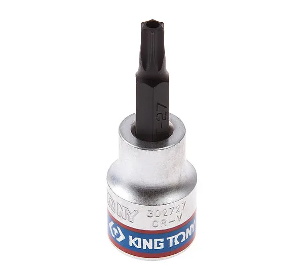 KING TONY Насадка (бита) торцевая 3/8", TORX, T27, L = 50 мм, с отверстием  302727