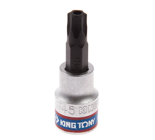 KING TONY Насадка (бита) торцевая 3/8", TORX, T45, L = 50 мм, с отверстием  302745