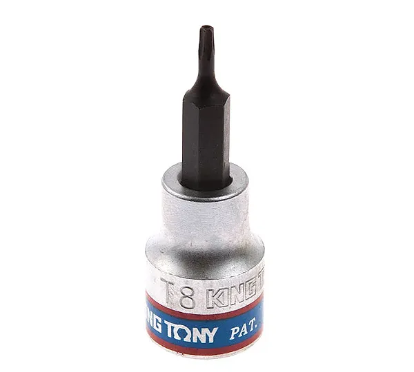 KING TONY Насадка (бита) торцевая 3/8", TORX, T8, L = 50 мм, с отверстием  302708