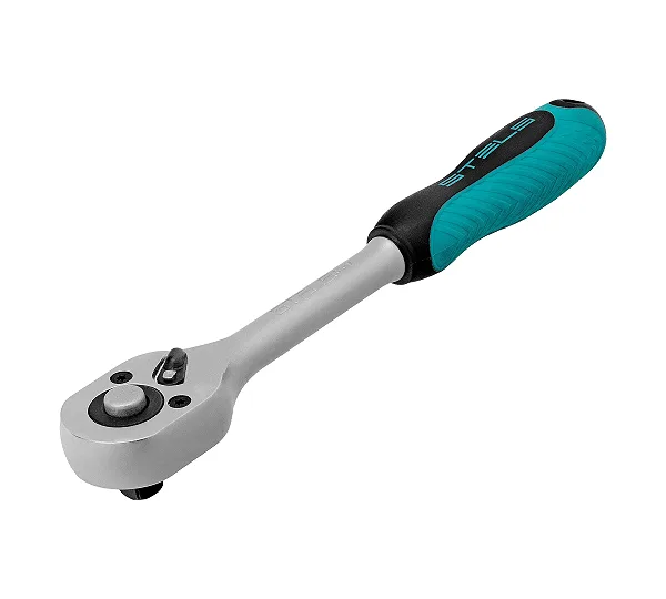 Ключ-трещотка 3/8", CrV, 72 зуба, с быстрым сбросом, матовый хром Stels