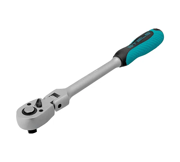 Ключ-трещотка шарнирный 1/2", СrV, 72 зуба, с быстрым сбросом, матовый хром Stels