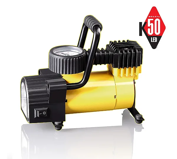 Компрессор автомобильный, портативный, фонарь КАЧОК К50 LED