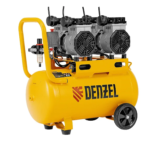 Компрессор безмасляный, малошумный DLS 2200/50, 2200 Вт, 2x1100, 50 л, 380 л/мин Denzel