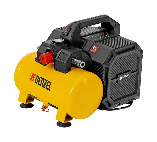 Компрессор  DLS750/6 безмасляный малошумный 750 Вт, 140 л/мин,ресивер 6 л Denzel