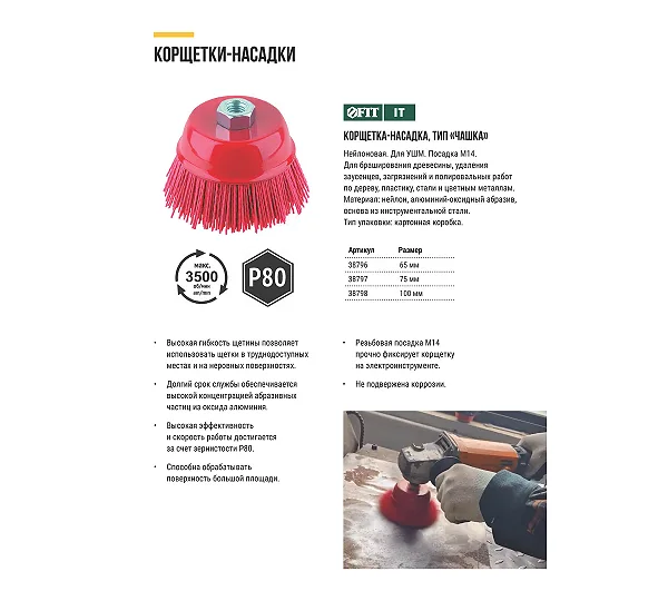 Корщетка-чашка нейлоновая FIT