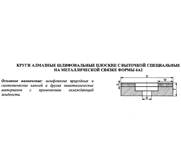 Круг алмазный 6А2 (плоский с выточкой) 150х20х4х24х32 АС4 100/80 100% В2-01 144,0 карат