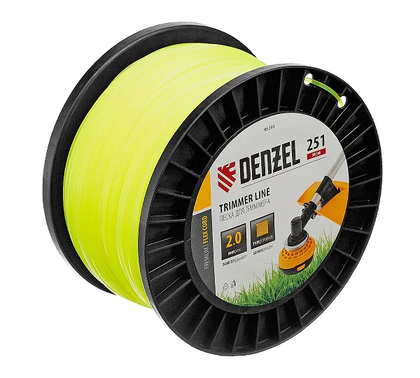 Леска для триммера квадрат, 2,0мм х 251м, на DIN катушке FLEX CORD Denzel