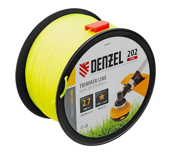 Леска для триммера звезда, 2,7мм х 202м, на DIN катушке FLEX CORD Denzel