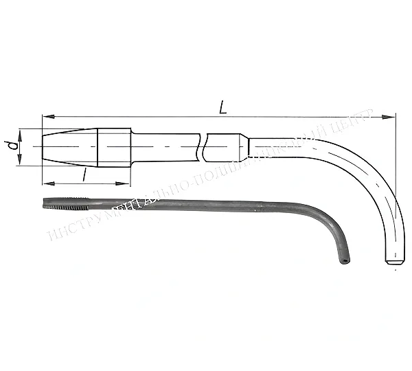 Метчик Гаечный М 6 (1,0) Р6М5 с изогнутым хвостовиком (20х200)