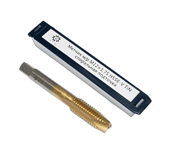 Метчик М12,0 (1,75) м/р.HSSЕ-V (GV3) спиральная подточка, покрытие TiN ISO 529 TLX