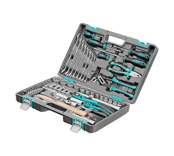 Набор инструментов, 1/2", 1/4", CrV, 12 гранные головки, пластиковый кейс, 76 предметов Stels