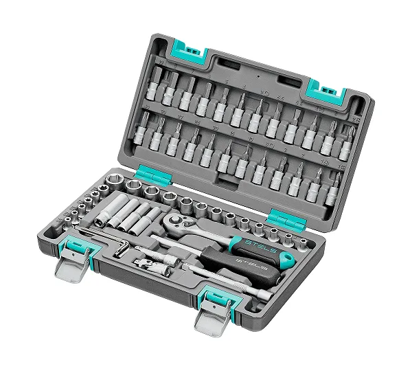 Набор инструментов, 1/4", CrV, пластиковый кейс 57 предметов Stels