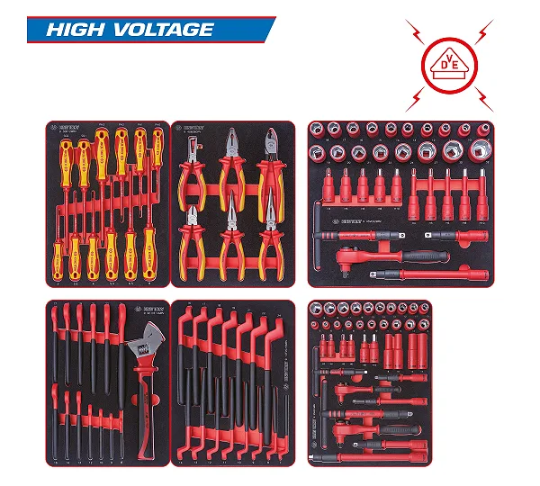 Набор инструментов 117 предметов, "HIGH VOLTAGE", для тележки, 6 ложементов KING TONY 932-117VEMRVD