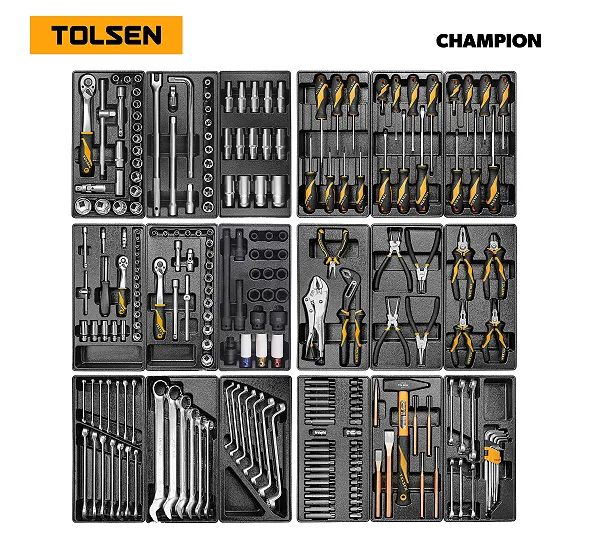 Набор инструментов 239 предметов, "CHAMPION", для тележки, 18 ложементов TOLSEN TT85416-239