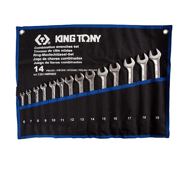Набор комбинированных ключей, 6-19 мм, чехол из теторона, 14 предметов KING TONY 12D14MRN05