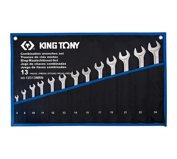 Набор комбинированных ключей, 6-24 мм, чехол из теторона, 13 предметов KING TONY 12D13MRN