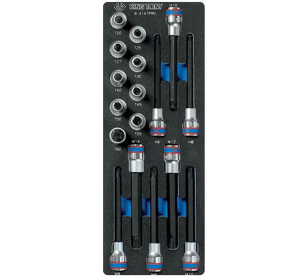 Набор насадок HEX, TORX и SPLINE, ложемент, 17 предметов KING TONY 9-4147PRV