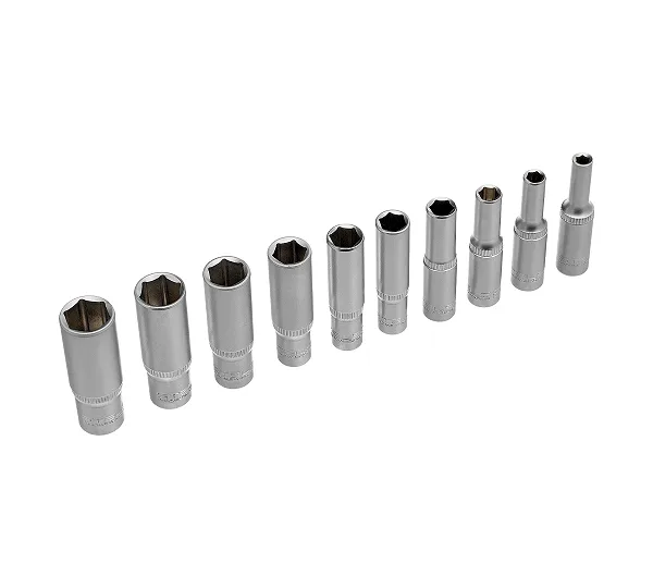Набор удлиненных торцевых головок 1/4, шестигранные, CrV, 10 шт, 4-13 мм Stels