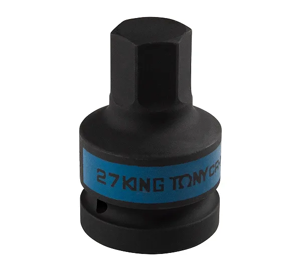 Насадка (бита) ударная торцевая 1", HEX, 27 мм, L = 80 мм KING TONY 801527M