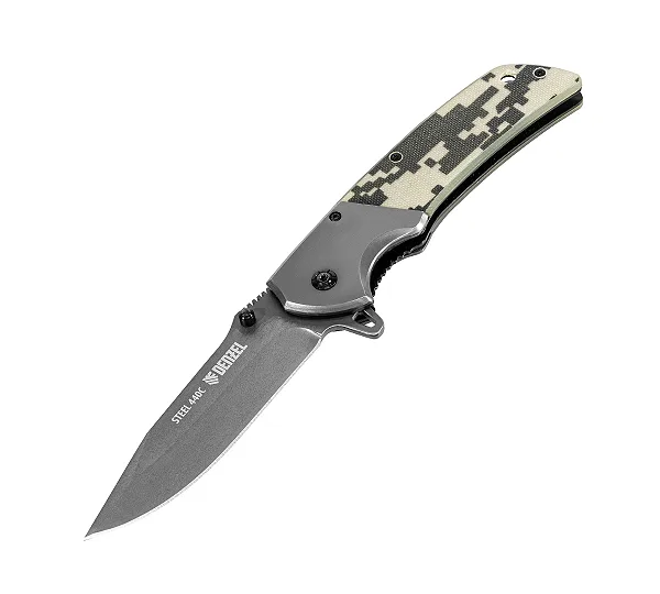 Нож складной, многоцелевой, системы Liner-Lock, с накладкой G10 на классической рукоятке Denzel