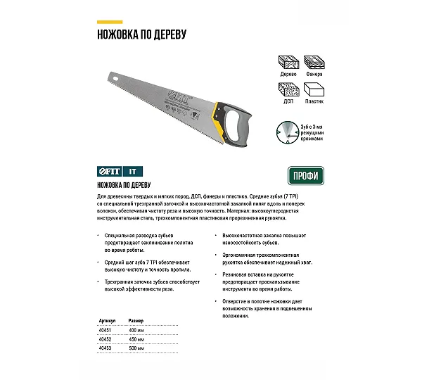 Ножовка по дереву FIT